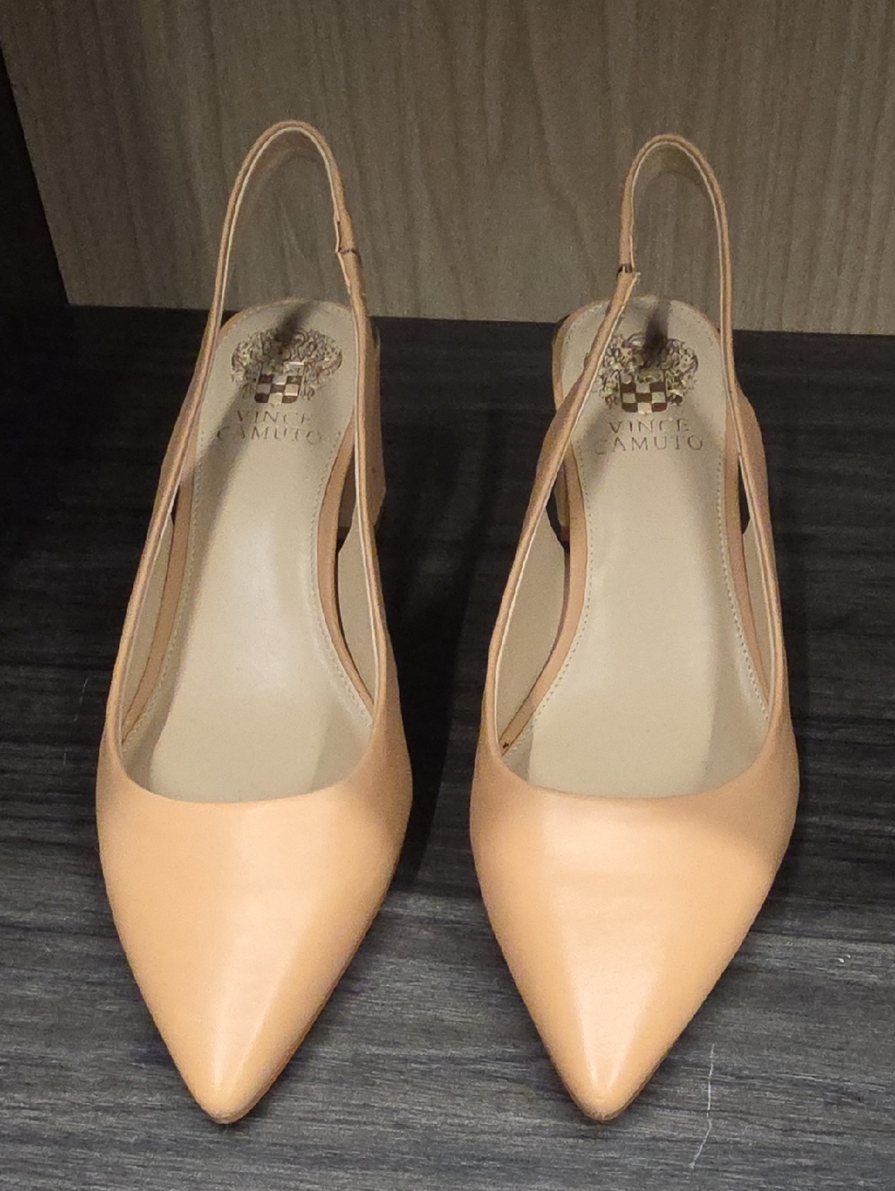 Vince Camuto Beige Pointed-Toe Slingback Pumps